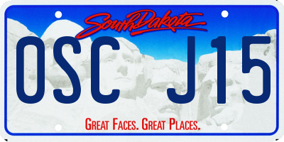 SD license plate 0SCJ15