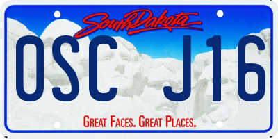 SD license plate 0SCJ16
