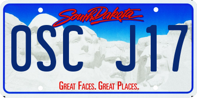 SD license plate 0SCJ17