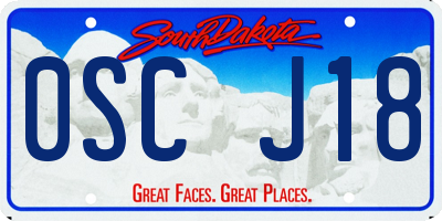 SD license plate 0SCJ18