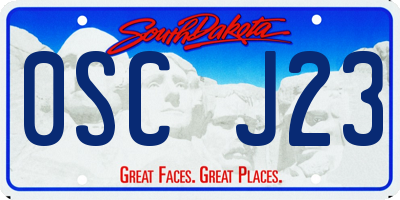 SD license plate 0SCJ23