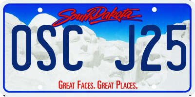 SD license plate 0SCJ25