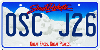 SD license plate 0SCJ26