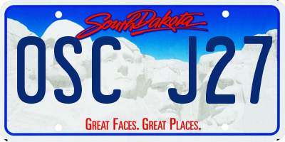 SD license plate 0SCJ27