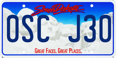 SD license plate 0SCJ30