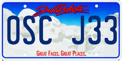 SD license plate 0SCJ33