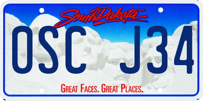 SD license plate 0SCJ34