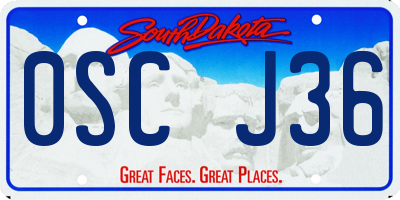 SD license plate 0SCJ36