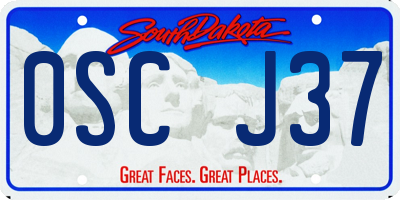 SD license plate 0SCJ37