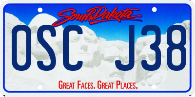 SD license plate 0SCJ38