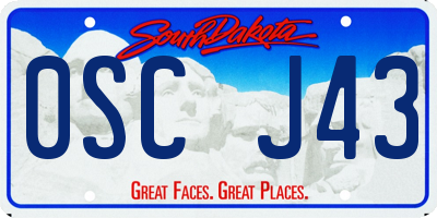 SD license plate 0SCJ43