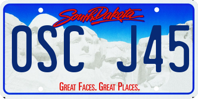 SD license plate 0SCJ45