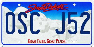 SD license plate 0SCJ52