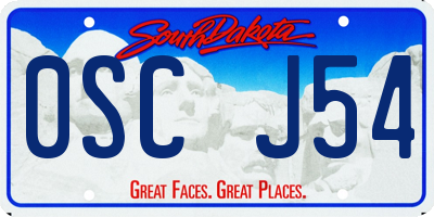 SD license plate 0SCJ54