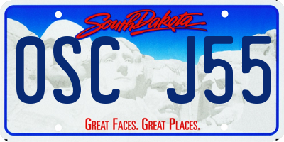 SD license plate 0SCJ55