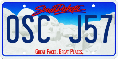 SD license plate 0SCJ57