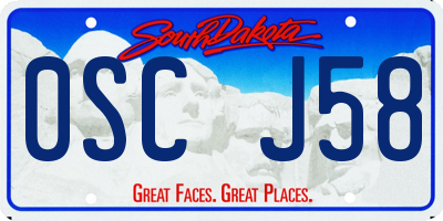 SD license plate 0SCJ58