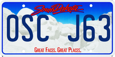 SD license plate 0SCJ63