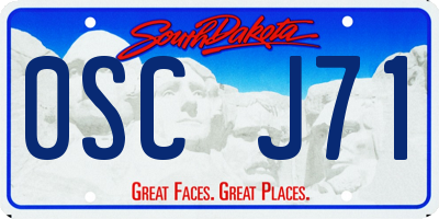 SD license plate 0SCJ71