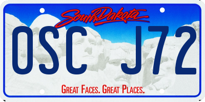 SD license plate 0SCJ72