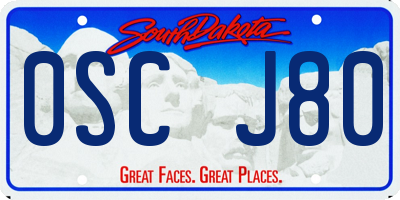 SD license plate 0SCJ80