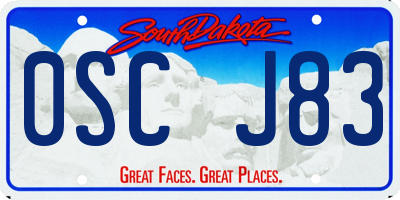 SD license plate 0SCJ83