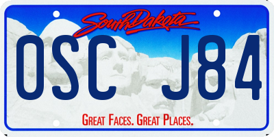 SD license plate 0SCJ84