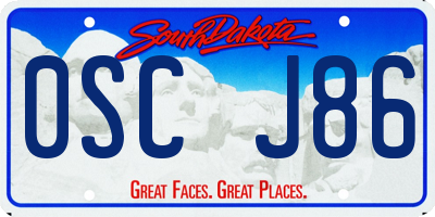 SD license plate 0SCJ86