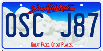 SD license plate 0SCJ87