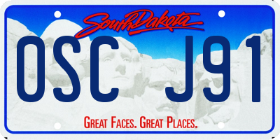 SD license plate 0SCJ91