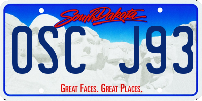 SD license plate 0SCJ93