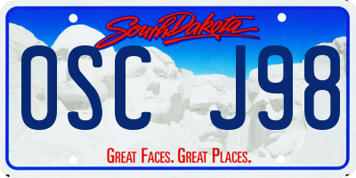 SD license plate 0SCJ98