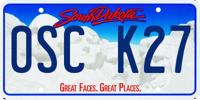 SD license plate 0SCK27