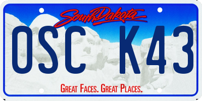 SD license plate 0SCK43