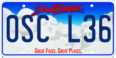 SD license plate 0SCL36