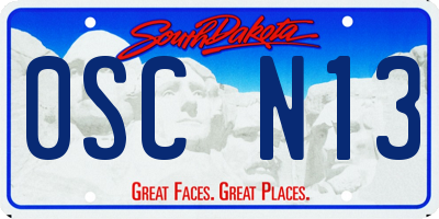 SD license plate 0SCN13