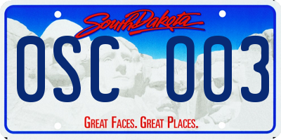 SD license plate 0SCO03