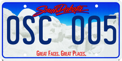SD license plate 0SCO05