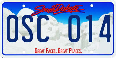 SD license plate 0SCO14