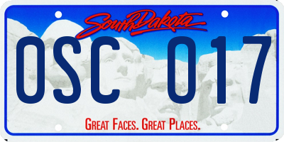 SD license plate 0SCO17