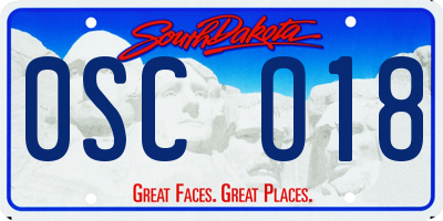 SD license plate 0SCO18