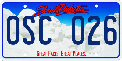 SD license plate 0SCO26