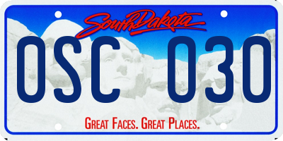 SD license plate 0SCO30