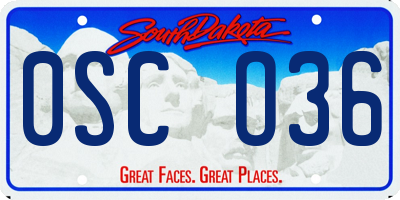 SD license plate 0SCO36