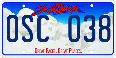 SD license plate 0SCO38