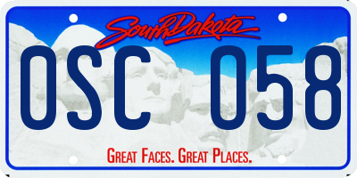 SD license plate 0SCO58