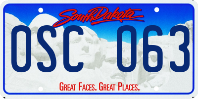 SD license plate 0SCO63