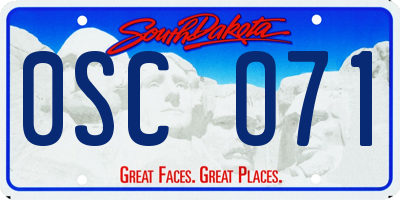 SD license plate 0SCO71