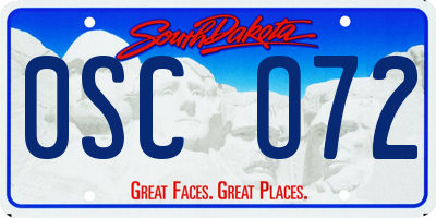 SD license plate 0SCO72