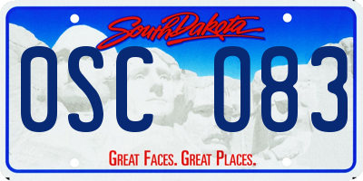 SD license plate 0SCO83